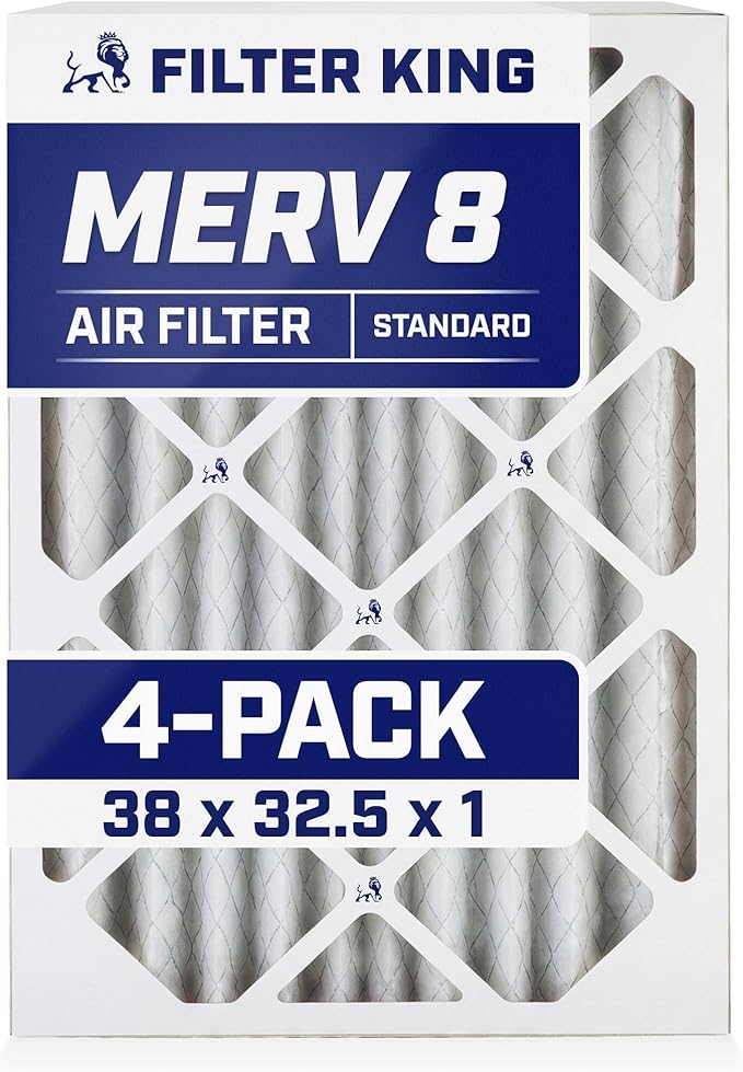Filter King 38x32.5x1 Air Filter | 4-PACK | MERV 8 HVAC Pleated A/C Furnace by FilterKing