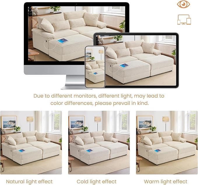 74" Double Chaise Lounge Chair Indoor, Oversized Loveseat - Image 9