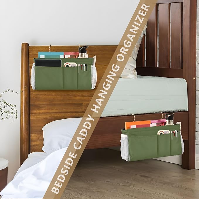 KOPIRIT Dark Cyan Bedside Caddy Storage Bag Bedside Organizer - Image 7