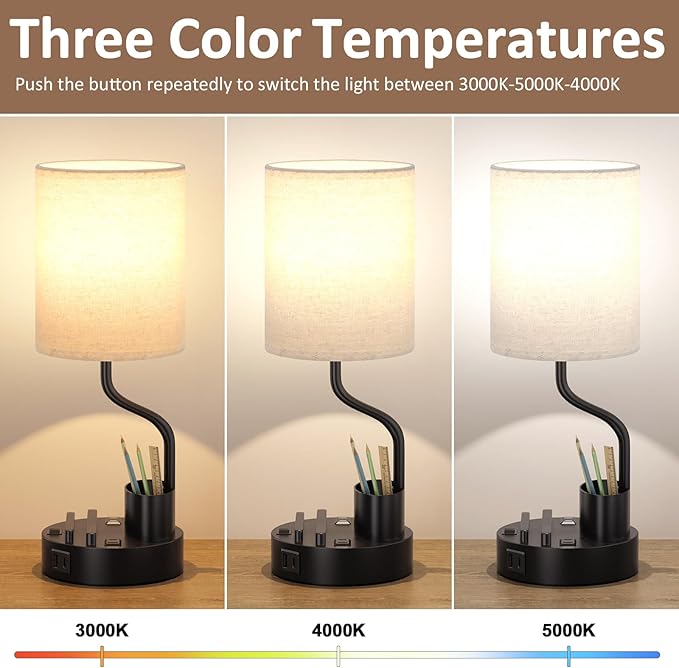 Bedside Table Lamps for Bedroom Set of 2 - Image 3