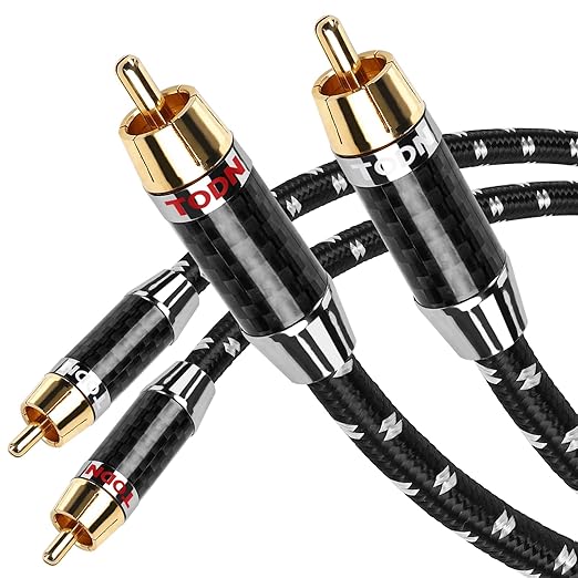 TODN High End OFC RCA Cables for Audiophile Shielded RCA Cable Car Audio Male by TODNAudio