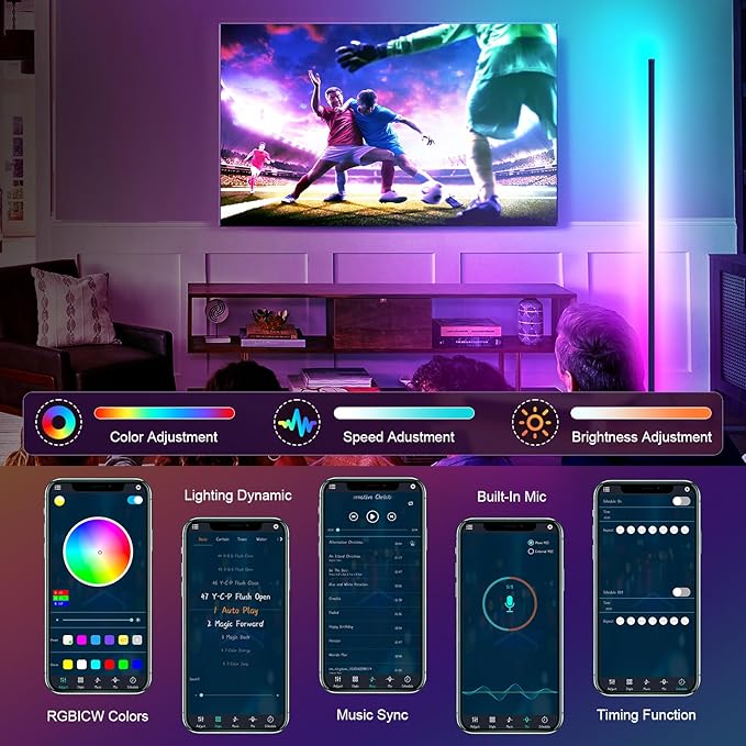Tyute LED Corner Floor Lamp, 68+ Scenes, 16 Million Colors Corner Light - Image 4