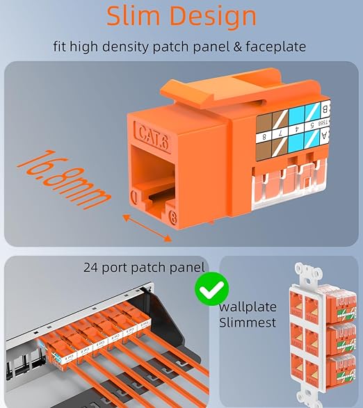 Rapink RJ45 Keystone Jack Cat6 10G Support, Keystone Jacks UTP 50 Pack - Image 2