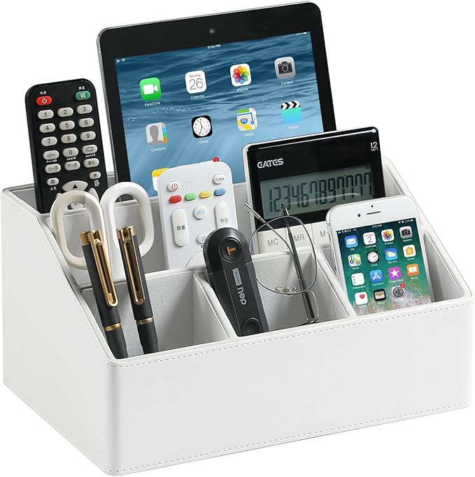 MEIBOOCH PU Leather Desk Organizer, Luxury Remote Control Holder by MEIBOOCH