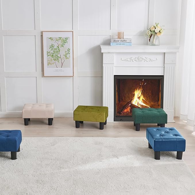 BRIAN & DANY Small Foot Stool, Leather Foot Stools - Image 7