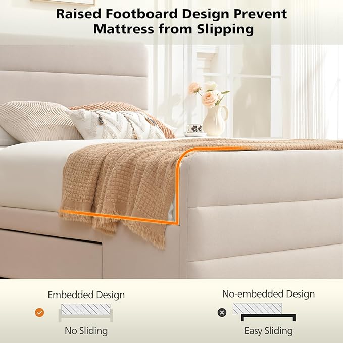VELOCAVA Queen Size Upholstered Platform Bed - Image 7