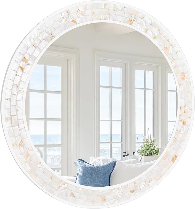 Tanmicoshomy Round Wall Mirror 24 Inch, Circle Mosaic Mirror by Tanmicoshomy