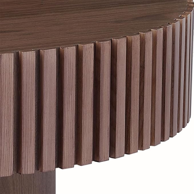 LKTART Round Coffee Table for Living Room, Accent Fluted Drum Coffee Table - Image 4
