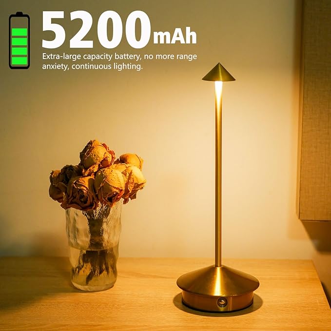 Cordless LED Table Lamp, Rechargeable 5200mAH Battery Operated Lamp - Image 3