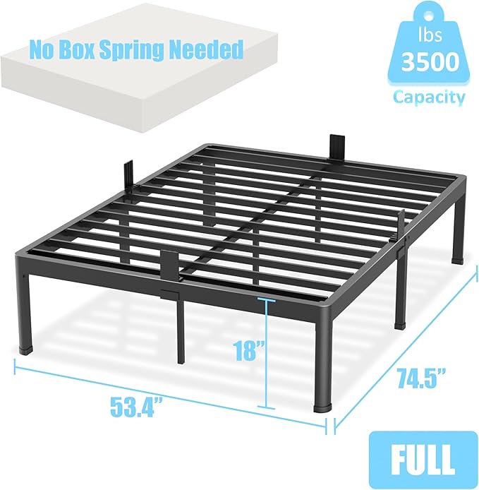FUIOBYVV Full Size Metal Platform Bed Frame, 18 Inch High - Image 3