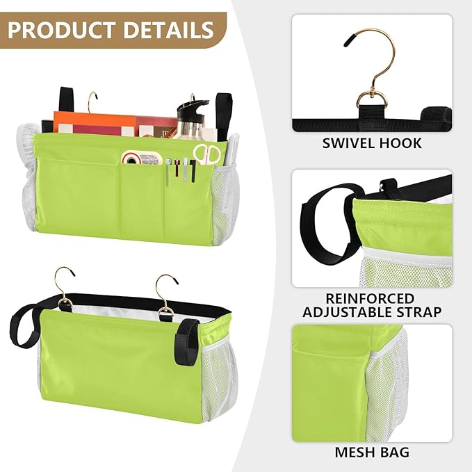 KOPIRIT Neon Yellow Bedside Caddy Storage Bag Bedside Organizer - Image 5