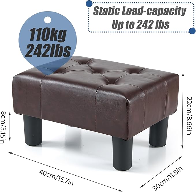 BRIAN & DANY Small Foot Stool, Leather Foot Stools - Image 3