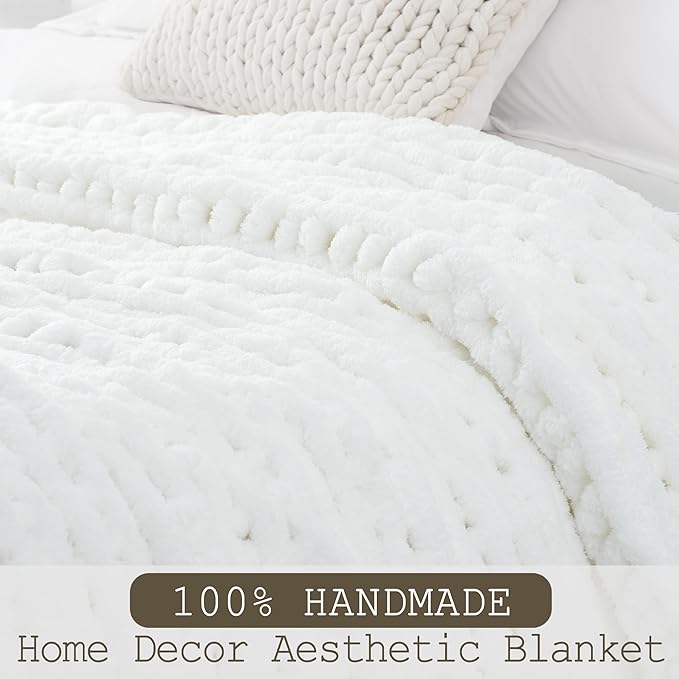 Chunky Knit Throw Blanket 50"X 60", 100% Handmade - Image 2