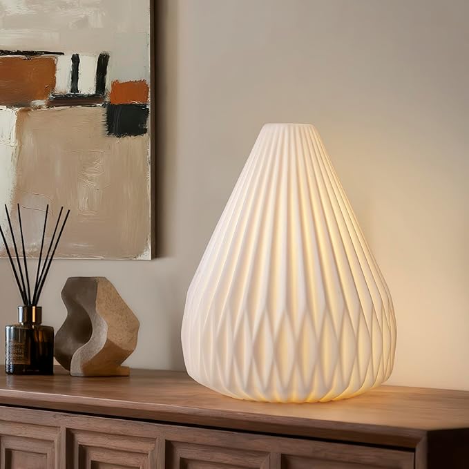 RONDURE 9.1" Modern Ceramic Table Lamp, Fully Dimmable Modern Bedside Lamps by RONDURE