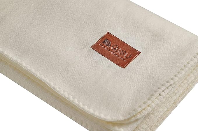 QISU Alpaca Wool Blanket Throw | Large, Solid | 85 x 65 inches | Ultra-Soft - Image 2