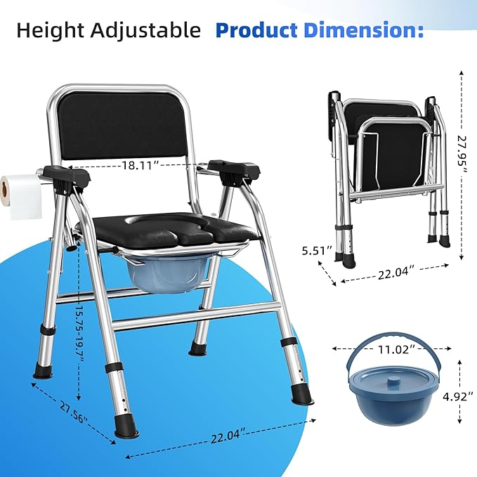 4 in 1 Folding Bedside Commode Chair - Image 2