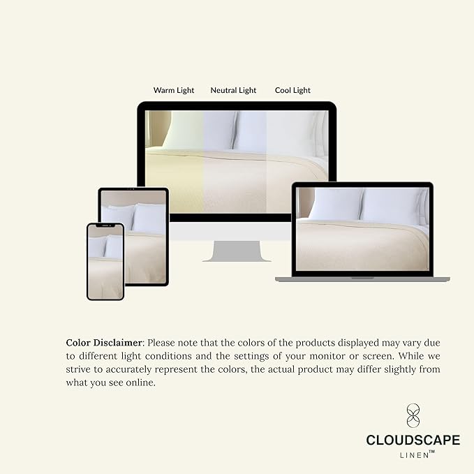 Cloud Scape Linen 100% Cotton Blanket King 92x108 Ivory - Image 9