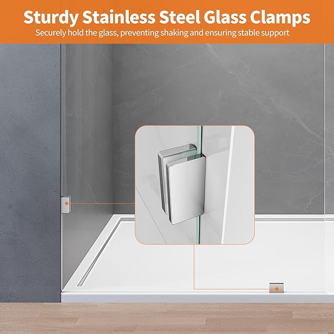 Shower Glass Panel, 30.5" W x 78.75" H Fixed Shower Screen Panel - Image 3