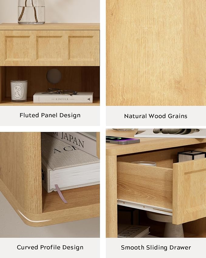 Floating Nightstand Set of 2, Wall Mounted Bedside Table - Image 5