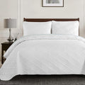 Yiran White Quilt Set King Size Fall Bedspreads Embossed Diamond Pattern 3 by Yiran