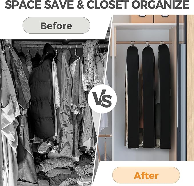 4 pack 60" Clear Garment Bags for Hanging Clothes, Suit Bags for Closet Storage - Image 7