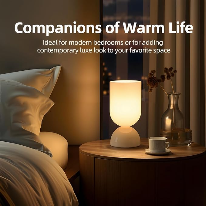 8.9" Modern Glass Table Lamp for Living Room, Dimmable Desk Lamps for Bedroom - Image 6