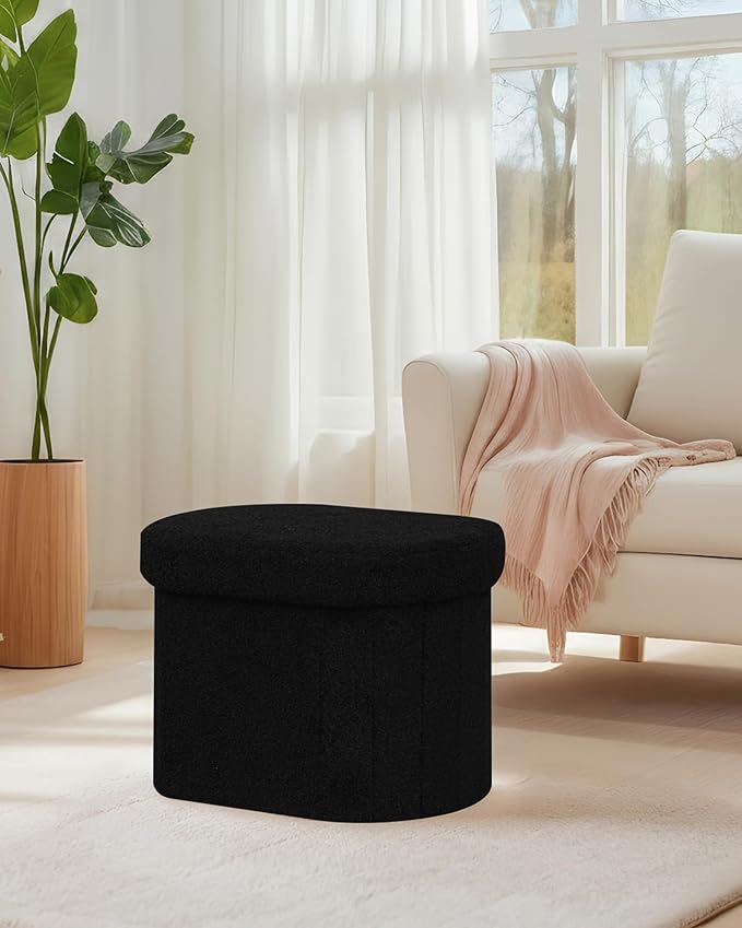 B FSOBEIIALEO Storage Ottoman for Dorm Room, Boucle Folding Storage Ottoman - Image 8