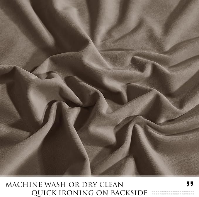 StangH Taupe Curtains 90 inches Long, Super Soft Velvet Room Darkening Window - Image 7