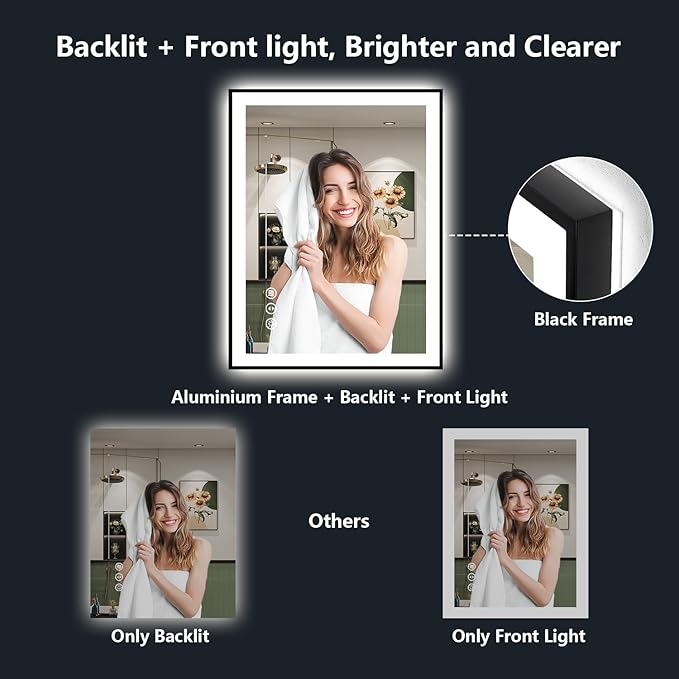 YEELAIT 40x30 Inch LED Bathroom Mirror - Image 3