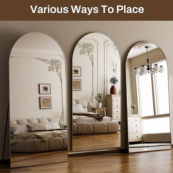 HARRITPURE 76"x34" Silver Full Length Mirror Arch Floor Mirrors - Image 6