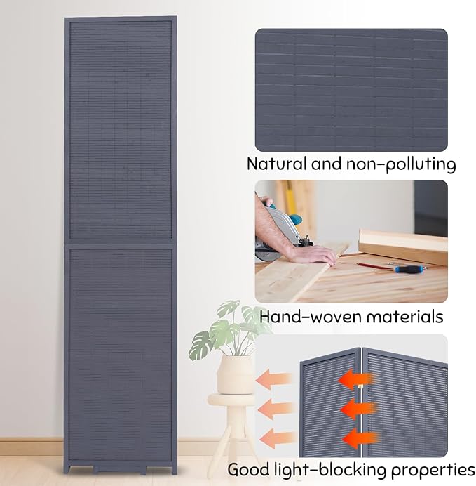 Bamboo Room Divider Folding Privacy Screens, Wall Divider - Image 3