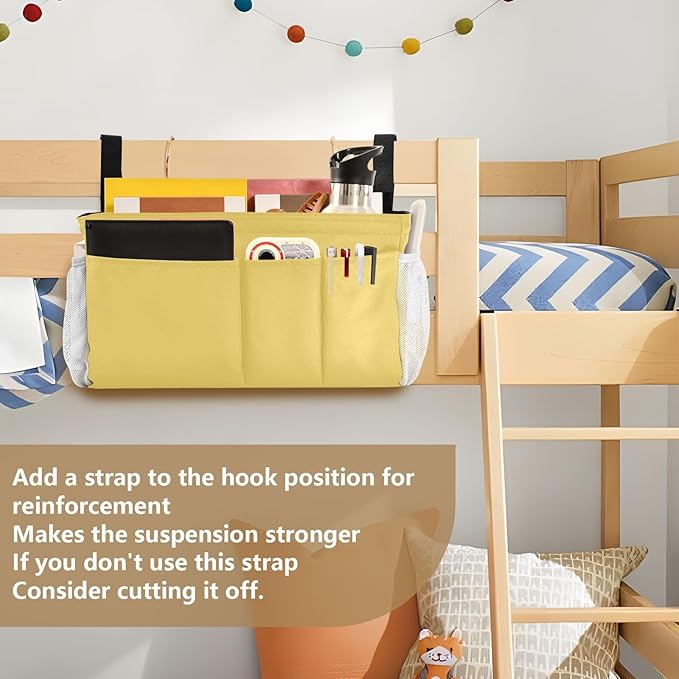 KOPIRIT Lemon Yellow Bedside Caddy Storage Bag Bedside Organizer - Image 6