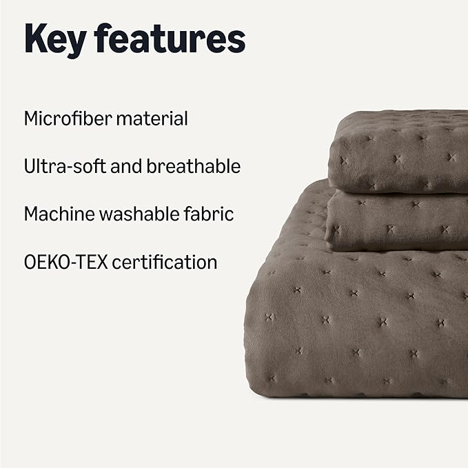 Amazon Basics Brushed Microfiber Quilt Set, Extra Soft - Image 2