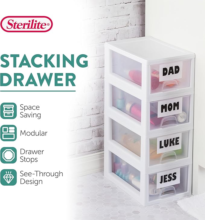 Sterilite 6-Pack 6 Quart Stacking Drawer, Accessories, Craft Supplies, Shoes or - Image 4