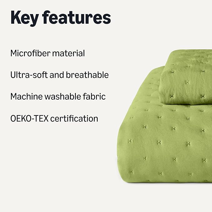 Amazon Basics Brushed Microfiber Quilt Set, Extra Soft - Image 2
