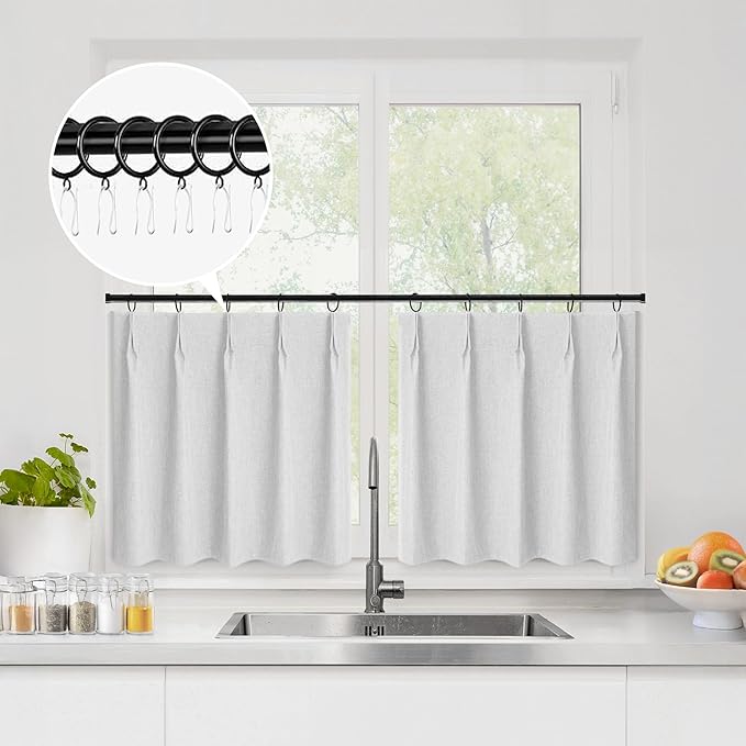 WdFour 24x18 Inch Pinch Pleated Blackout Cafe Curtains - Image 6