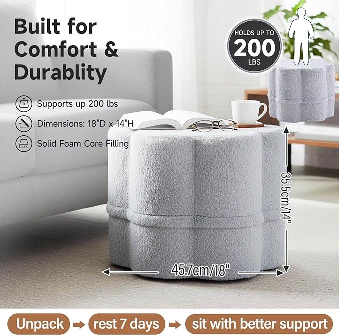 Tiita Floral Pouf Ottoman, Foot Stools Ottoman - Image 2