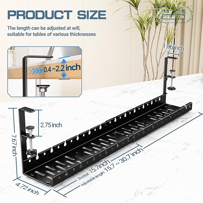 Shikha Under Desk Cable Tray, 15.7"-30.7" Retractable Under Desk Cable - Image 3