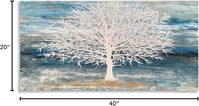 RICHSPACE ARTS Modern Tree Canvas Wall Art Teal Blue and White Pictures Large - Image 10