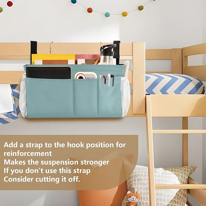 KOPIRIT Teal Bedside Caddy Storage Bag Bedside Organizer - Image 6