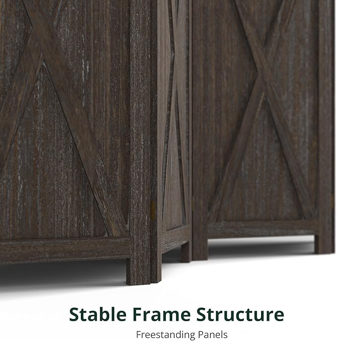 Cozy Castle Wood Room Divider, 4 Panels Folding Privacy Screen, 66.9'' Wall - Image 7