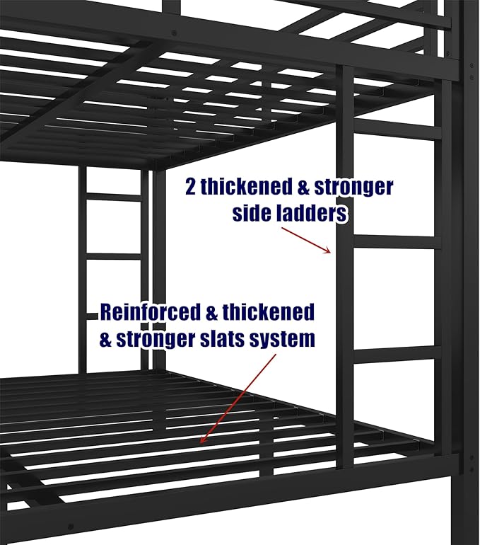 LUCALEO Stronger & Truly Reinforced Heavy Duty Metal Bunk Bed Twin XL Over - Image 8