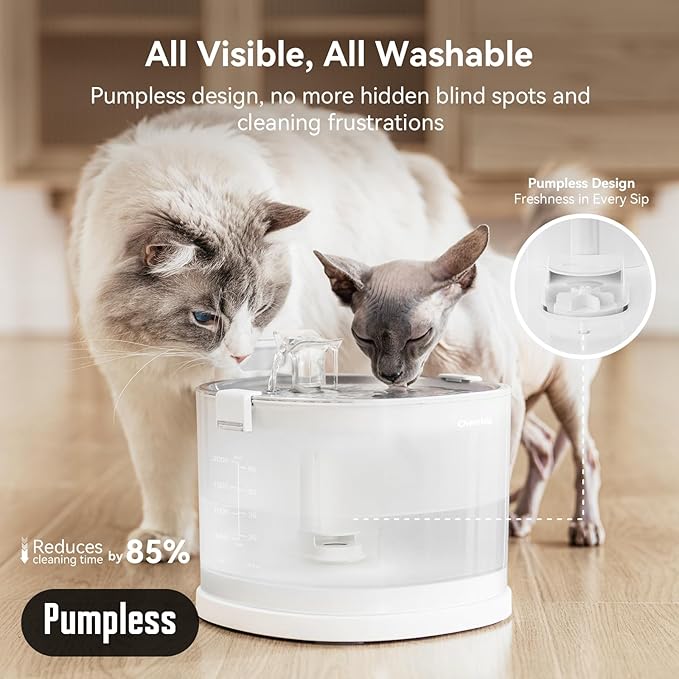 Cheerble Pumpless Cat Water Elfin Fountain, Wireless Pet Fountain Battery - Image 2