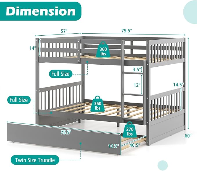 Giantex Full Over Full Bunk Bed - Image 2