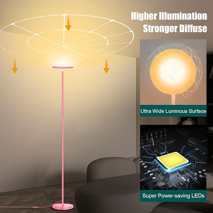 Pink Floor Lamp, 40W Super Bright Floor Lamps - Image 6
