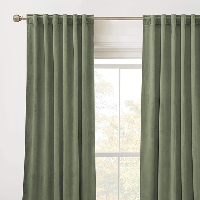 RYB Home Plush Velvet Curtains, Heavy Duty Back Tab Decorative Window Drapes - Image 2