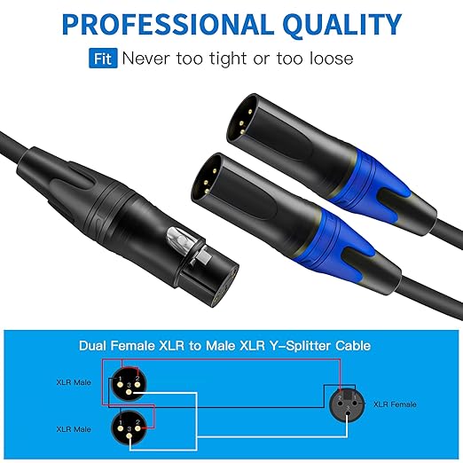 LanSenSu XLR Splitter Cable, 1 Female to 2 Male Patch Y Cable Balanced - Image 5