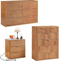 LEYAOYAO Fluted Dressers & Nightstand Set of 3, Wood 48" Wide Dresser & 42" by LEYAOYAO-Findtheshiningpointofyourideallife%EF%BC%81