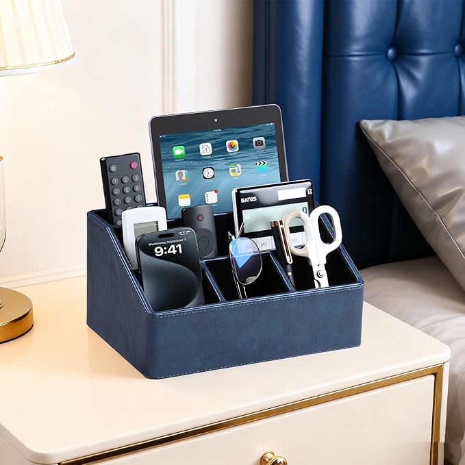 MEIBOOCH PU Leather Desk Organizer, Luxury Remote Control Holder - Image 6
