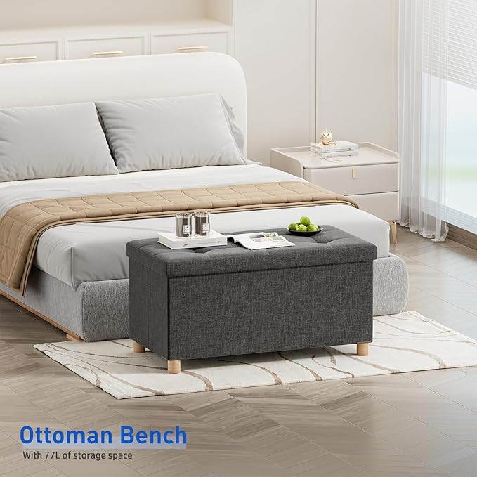 BRIAN & DANY 30 Inches Folding Storage Ottoman Bench, Ottoman - Image 2